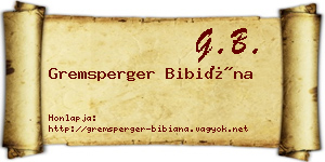 Gremsperger Bibiána névjegykártya